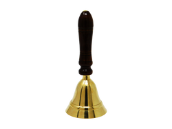 brass bell with wooden handle